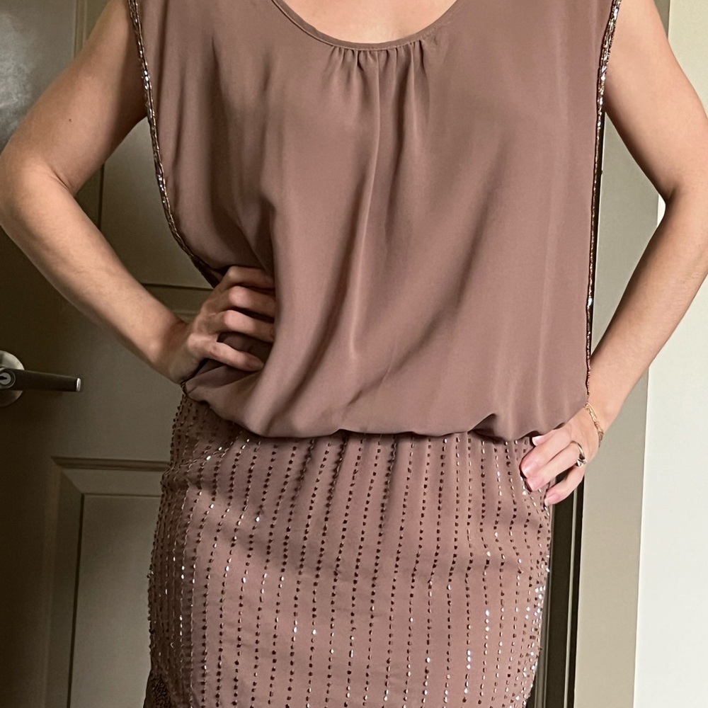 Chic Brown Beaded Dress